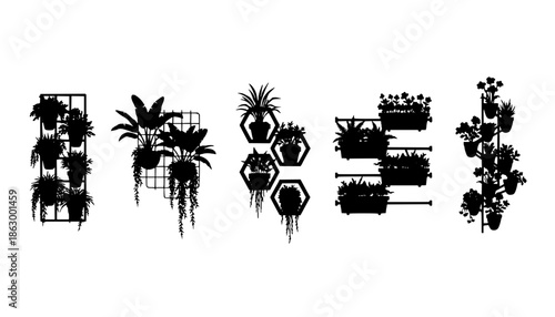 Vertical Garden Wall Silhouette Vector