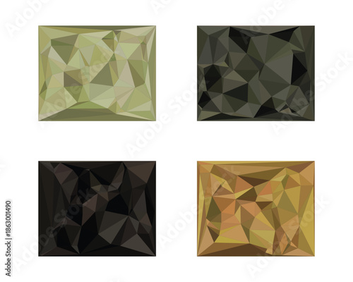 Set of abstract geometric shapes with crystal and diamond inspired vector design for modern decoration and art