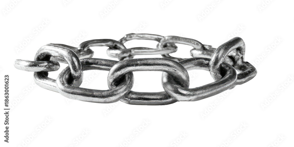 Fototapeta premium A close-up of a short section of a silver chain on a black background