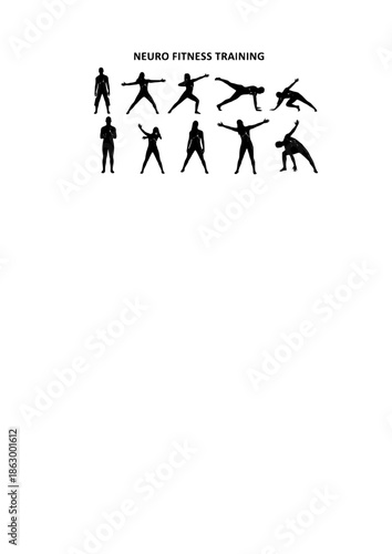 Neuro Fitness Training Silhouette for Brain Body Coordination and Cognitive Longevity Modern Physical Therapy and Reactive Agility Concept Vector
