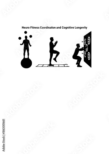 Neuro Fitness Training Silhouette for Brain Body Coordination and Cognitive Longevity Modern Physical Therapy and Reactive Agility Concept Vector