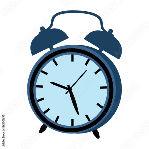 Vintage Blue Alarm Clock With White Background