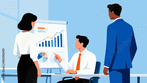 Business meeting with data presentation