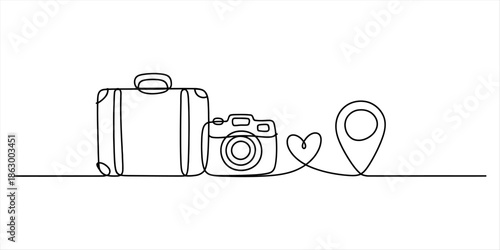 Travel, photography, and the love of exploration Vector, illustration