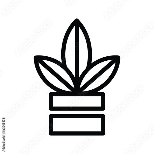 Simple black cannabis leaf icon on white background