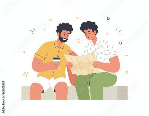 Two Happy Male Friends Taking a Selfie Together on Smartphone