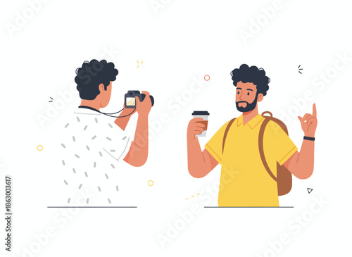 Two Happy Male Friends Taking a Selfie Together on Smartphone