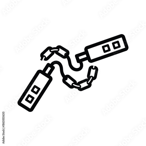 Handcuffs Icon Black White Illustration
