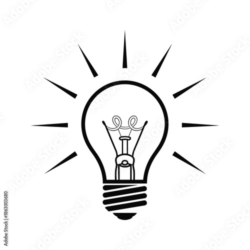 Black Light Bulb Icon with Crown Inside
