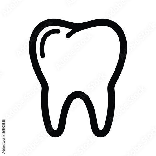 Black outline of a tooth icon on white background