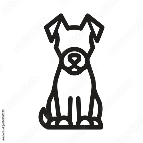 Minimalist Line Drawing of a Sitting Dog.