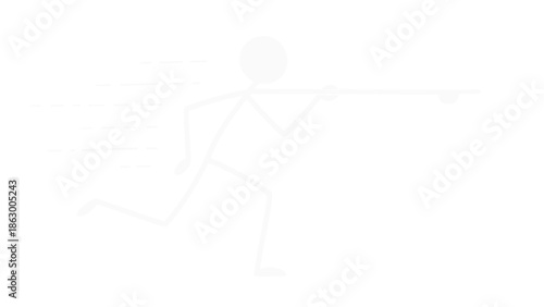 Ghost-like stick figure running fast with motion blur effect in an isolated white background, representing speed and quickness.