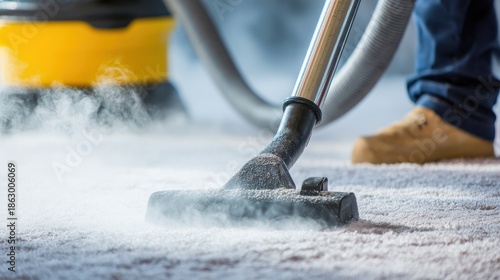 Wallpaper Mural Close-up of a professional steam cleaner sanitizing a carpet in a modern home Torontodigital.ca