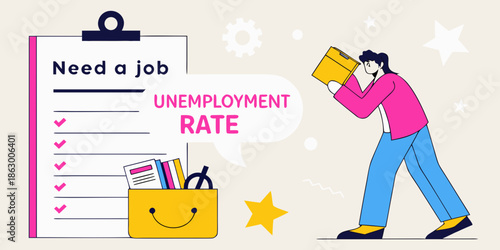 Unemployment rate and job hunting vector illustration