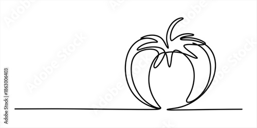 Continuous line drawing of a tomato against a clean white background Vector, illustration