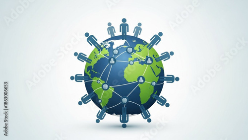 Global Network Connection People Around World Illustration