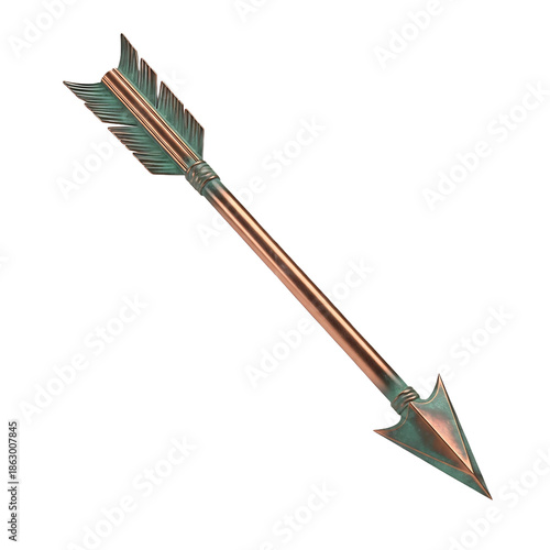 Ancient Copper Arrow with Feathered Fletching and Patina