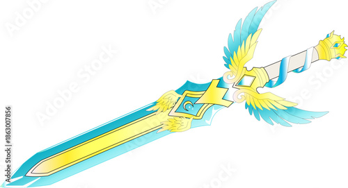 Divine Hero Sword of Light - Holy Warrior Fantasy Weapon Vector