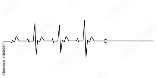 Minimalist heartbeat line transitioning from a healthy rhythm to a flatline Vector, illustration