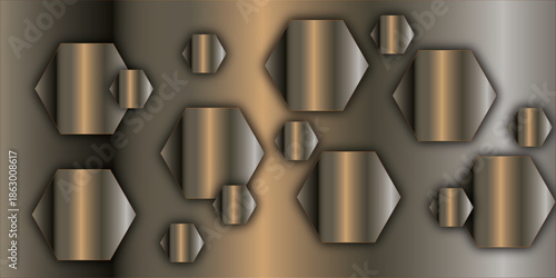 Abstract geometric technology 3d golden bright ring out line hexagon polygonal honeycomb luxury pattern.honeycomb white hexagon concept design abstract technology background vector background.