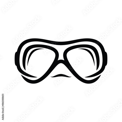 Swimming goggles illustration black white