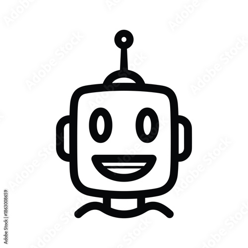 Happy Simple Robot Face Icon