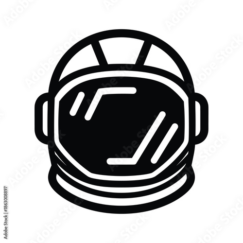 Astronaut Helmet Icon Black White Illustration