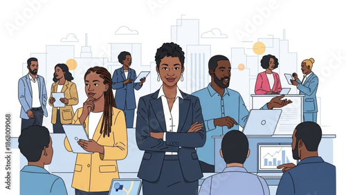 Diverse Business Team Collaborating in Modern Office Environment