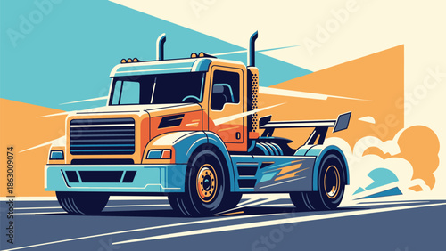 Classic Red Vintage Race Car with Driver and Number 7, Side Profile Illustration in Retro Style