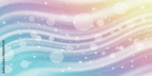 Abstract Soft Pastel Rainbow Waves with Bokeh Lights.