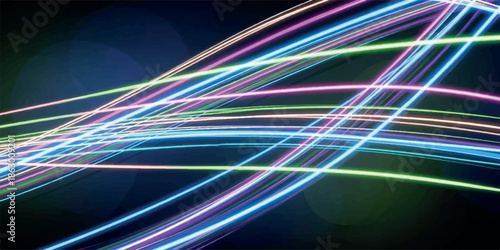 Abstract Swirls of Colorful Light Streaks on a Dark Background.