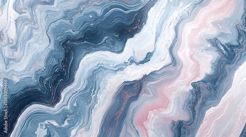 Abstract marbled pattern with swirling blue, white, and pink tones creating a fluid, artistic texture.