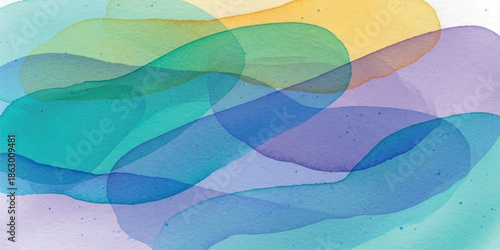 Abstract Watercolor Overlapping Shapes with Gradient Colors.
