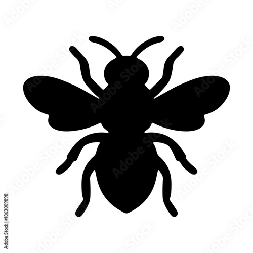 Bee silhouette vector, honeybee clipart icon