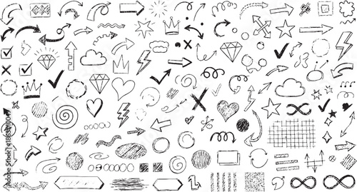 Hand Drawn Doodle Arrows and Symbols Collection.