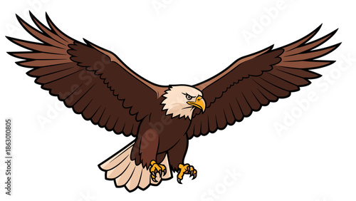 American Bald Eagle Soaring with Outstretched Wings.