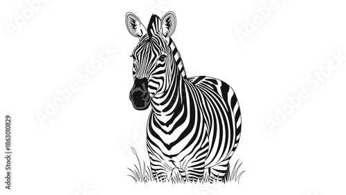 Black and White Zebra Illustration.