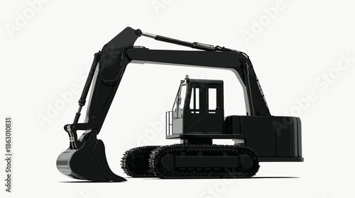 Black Excavator Machine Heavy Equipment.