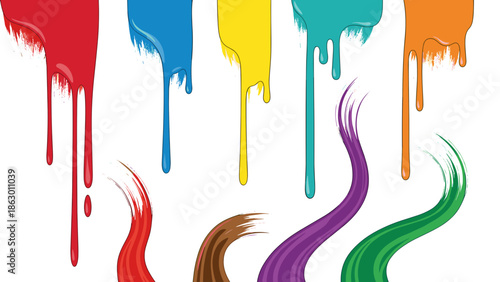 Colorful Paint Drips and Swirls Art.