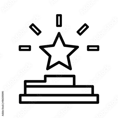 Star Award Trophy Icon Black White