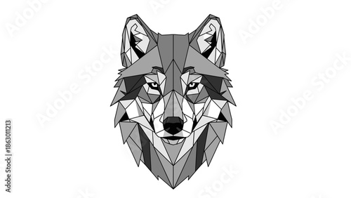 Geometric Wolf Head Illustration Design.