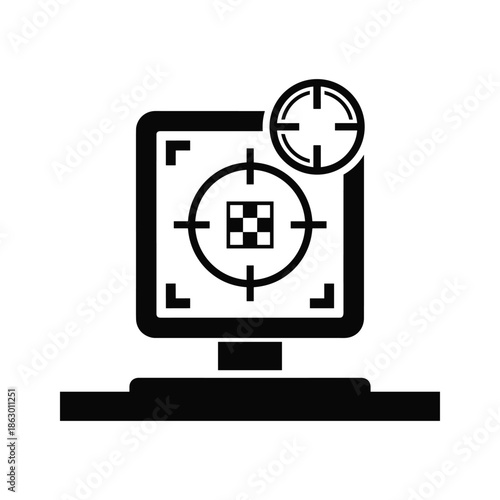 Computer screen with target icon on display