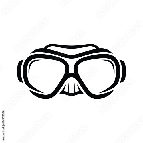 Black and White Scuba Diving Mask Icon