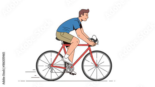 Man Riding a Red Bicycle Illustration.