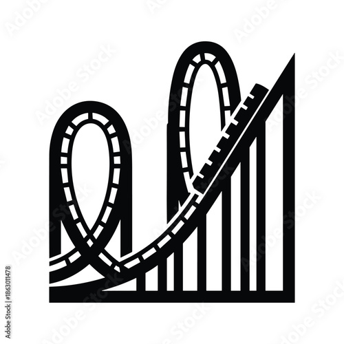 Roller Coaster Illustration Black White