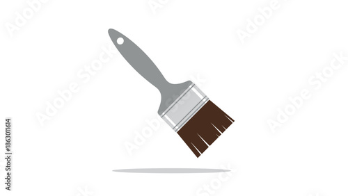 Paintbrush with brown bristles and handle.