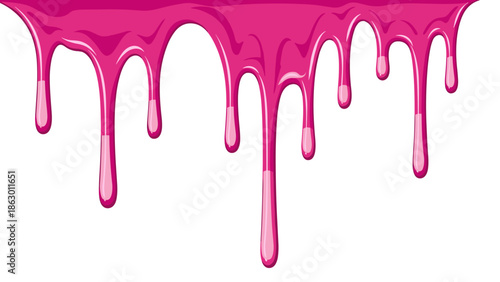 Pink Liquid Dripping Down Isolated White.