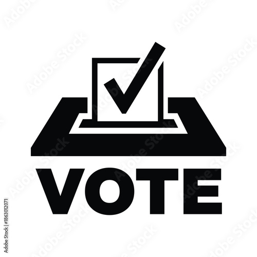 Ballot Box with Check Mark and Vote Text