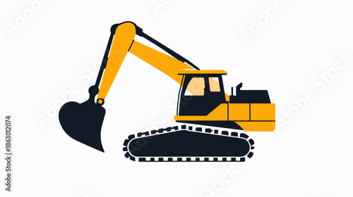 Yellow Excavator Machine Heavy Equipment.