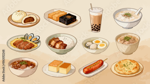 Assorted Asian cuisine dishes